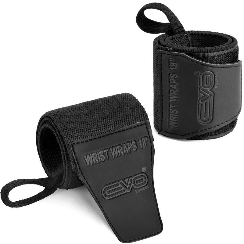 EVO Fitness Pair of 18” Deep Black Weight Lifting Wrist Wraps