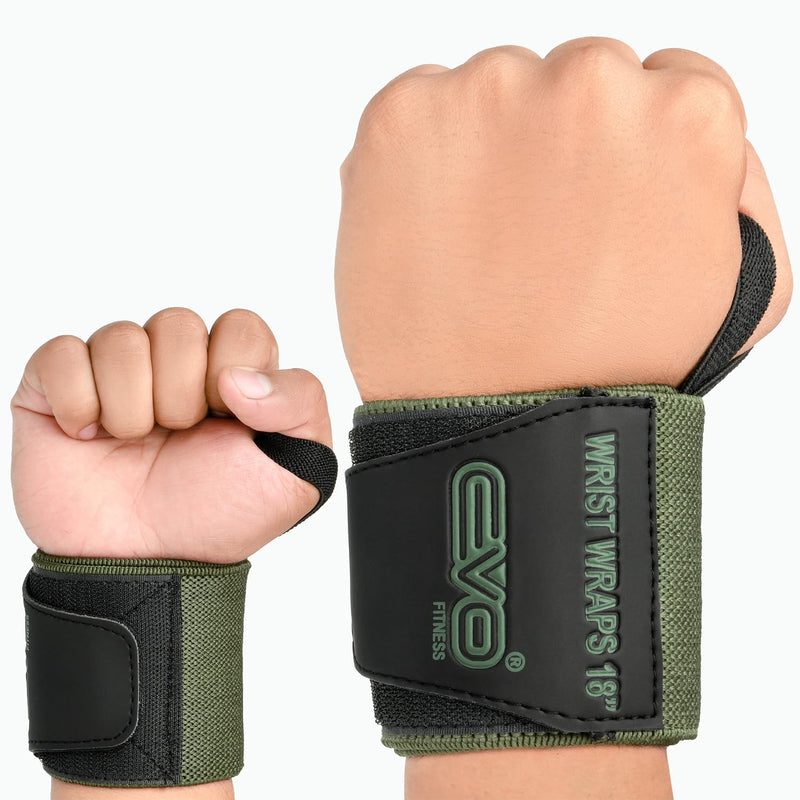 EVO Fitness Weight Lifting Wrist Wraps (Green)