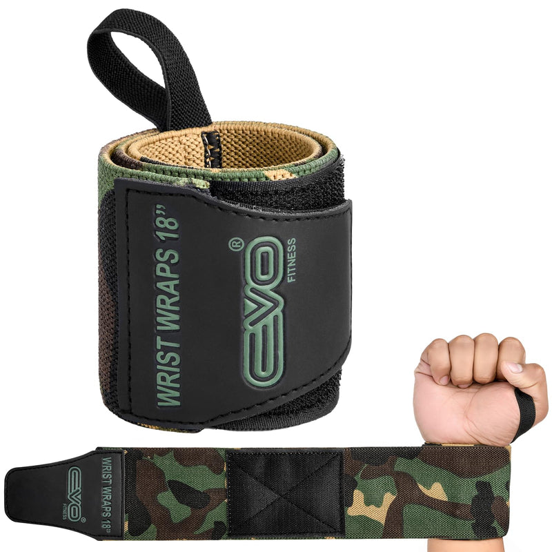 EVO Fitness Weight Lifting Wrist Wraps (Camo Green)