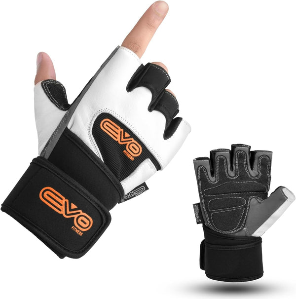 EVO Leather White Cycling Gloves