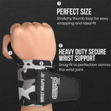 EVO Fitness Weight Lifting Wrist Wraps  (Camo Grey)