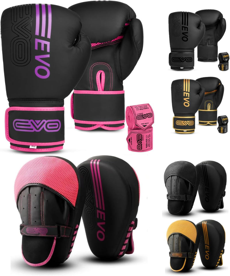 EVO Fitness Pink Boxing Gloves and Focus Pads Deal