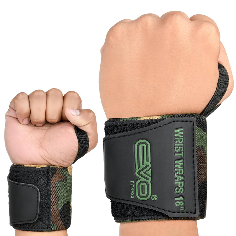 EVO Fitness Weight Lifting Wrist Wraps (Camo Green)