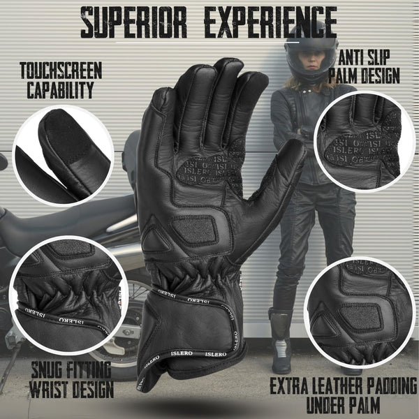 Islero Motorbike leather full finger Gloves