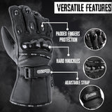 EVO Pro Leather Motorbike Gloves with Inner Thermals - Wind & Waterproof