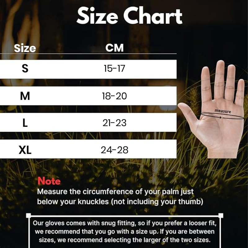 gardening glove size chart EVO Fitness Thorn Proof Gardening gloves