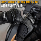 EVO Pro Leather Motorbike Gloves with Inner Thermals - Wind & Waterproof