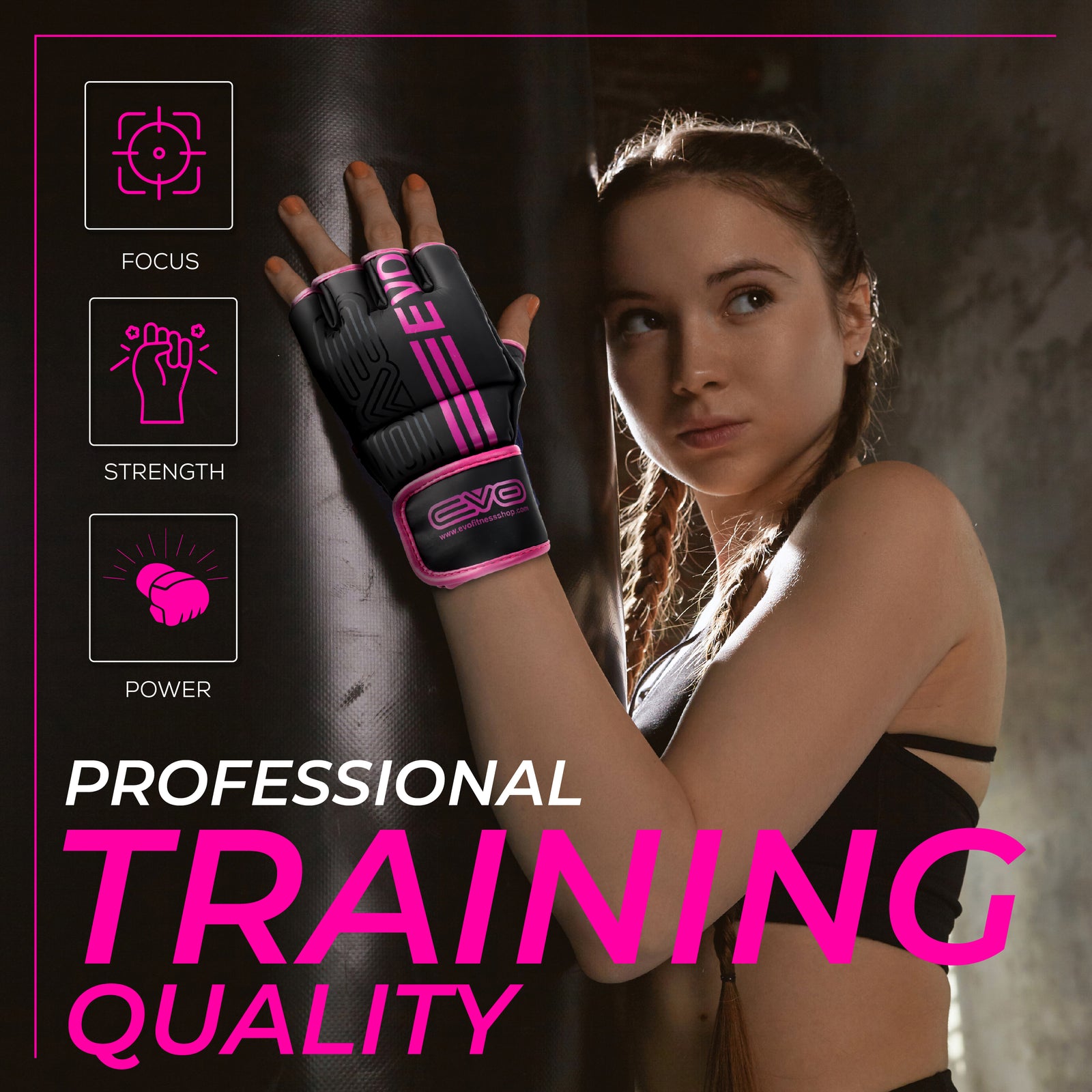 EVO Fitness Matte Pink MMA Gloves